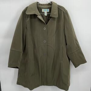 WEATHER SOLUTIONS Women's Sz 1X Green Snap Closure Insulated Winter Jacket